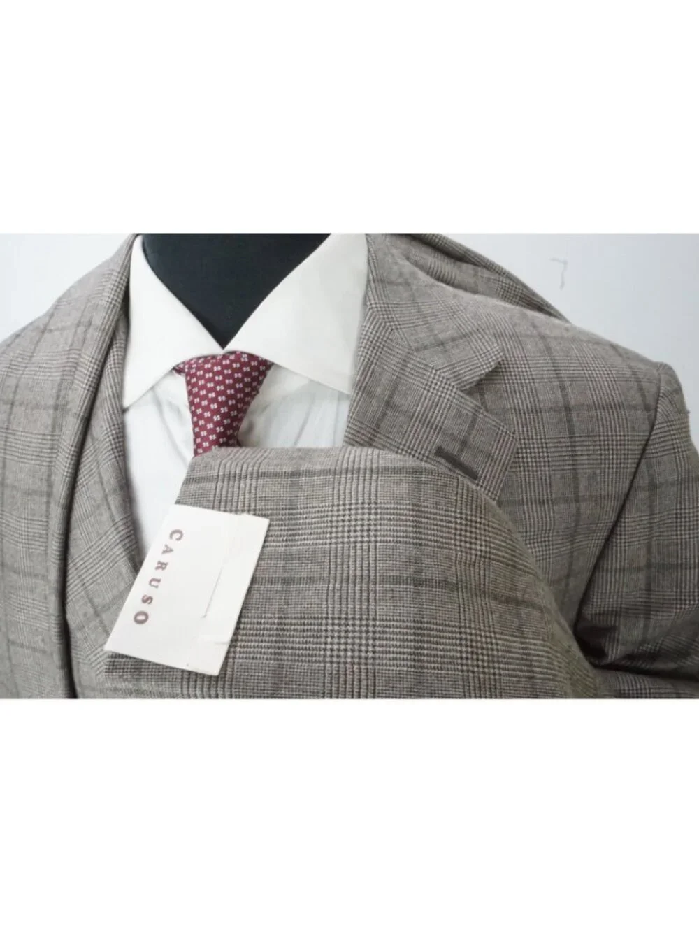 Caruso Gray Brown Plaid Flannel S110s Wool 2 Pc Suit Jacket Pant 42 US NEW